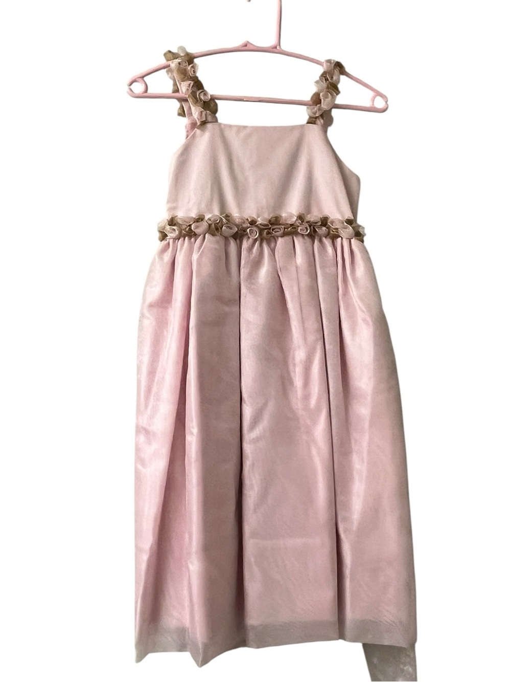 Peaches 'n Cream Girls Light Pink Floral Trim Dress Size 8 Coquette Fairycore